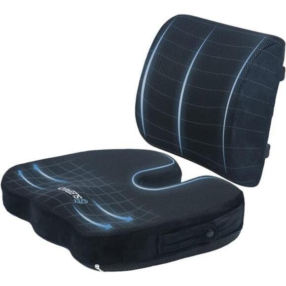Memory Foam Seat Cushion for Office Chair-Orthopedic Back and Butt Pillow - Picture 1 of 7